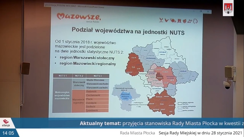 Mapa ilustrująca podział na dwa regiony NUTS