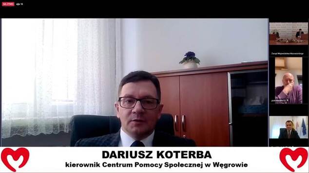 Kierownik CPS w Węrowie Dariusz Koterba, kadr z monitora podczas spotkania online