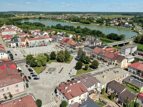 Widok z lotu ptaka na rynek miejski, 