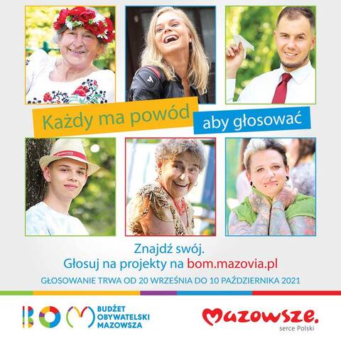 Plakat zachęcający do głosowania w Budżecie Obywatelskim Mazowsza