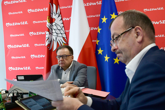 marszałek Adam Struzik i wicemarszałek Wiesław Raboszuk podczas obrad sejmiku