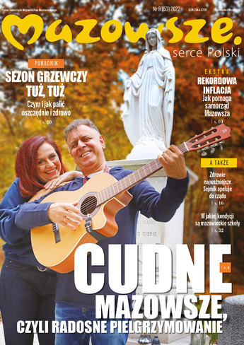 para gra na gitarze, w tle figura Matki Boskiej, na okładce miesięcznika