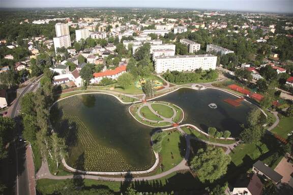 Widok z lotu ptaka na Stawy Goliana.