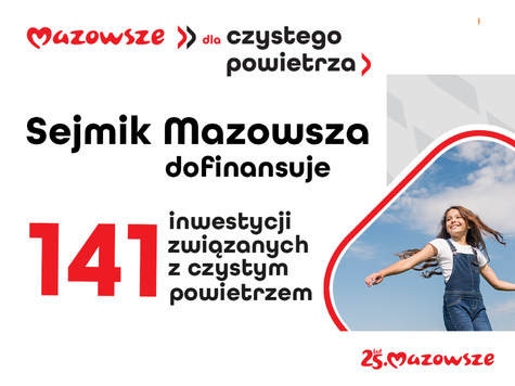 Grafika Sejmik Mazowsza dofinansuje 141 inwestycji związanych z czystym powietrzem 