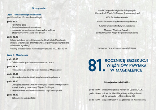 Magdalenka - program uroczystości