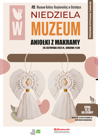 Plakat zapraszający na warsztaty Aniołki z makramy