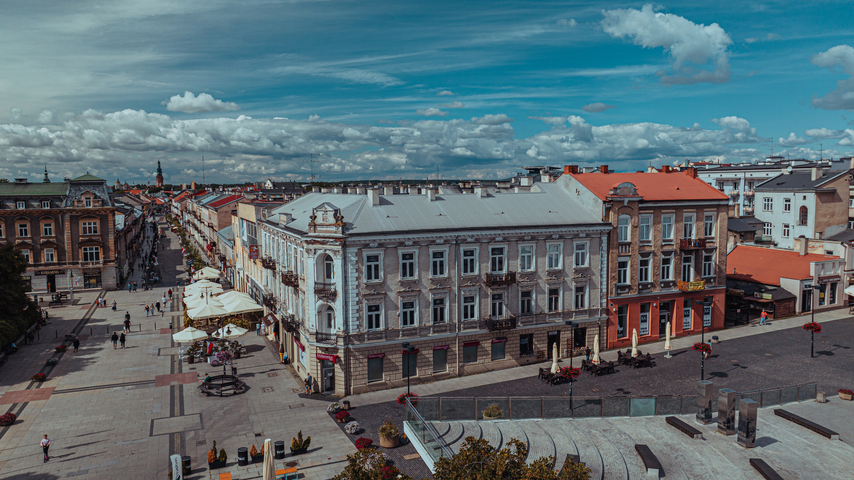 Widok z lotu ptaka na stare miasto w Radomiu