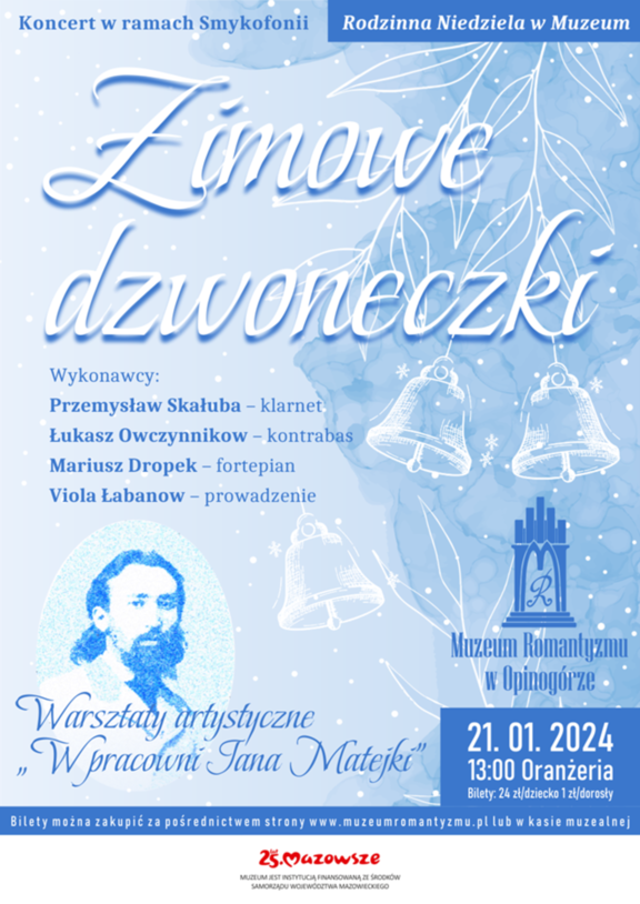 Plakat zapraszający na rodzinną niedzielę w Muzeum Romantyzmu