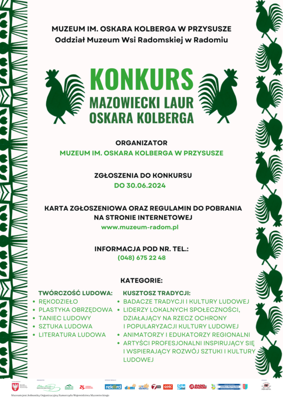 Plakat - konkurs mazowiecki laur oskara kolberga