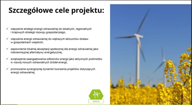 Slajd przedstawiający cele szczegółowe projektu