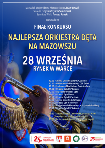 Plakat na konkurs "Najlepsza orkiestra dęta na Mazowszu"