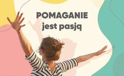 Baner z hasłem "Pomaganie jest pasją"