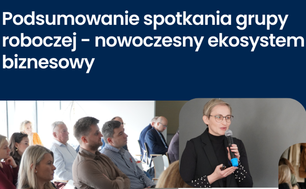 Spotkanie dotyczyło inteligentnej specjalizacji w Województwie Mazowieckim i miało na celu budowanie nowoczesnego ekosystemu biznesowego. Obraz zawiera zdjęcia ze spotkania, przedstawiające uczestników zaangażowanych w dyskusje, prezentacje oraz działania zespołowe.