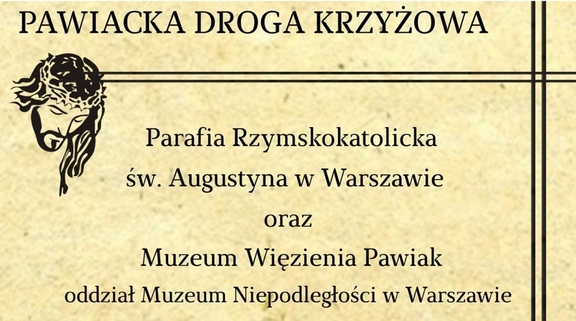 Fragment plakatu promującego wydarzenie: na jasnym tle informacje dotyczące nabożeństwa; w lewym górnym rogu głowa ukrzyżowanego Chrystusa w koronie cierniowej.