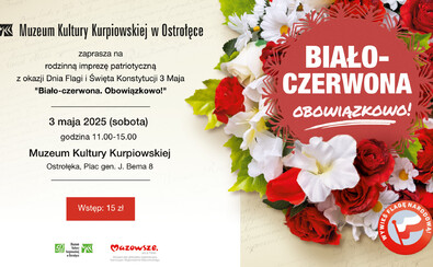 Plakat promujący wydarzenie: nazwa oraz termin spotkania, a wszystko ozdobione kwiatami w barwach narodowych.