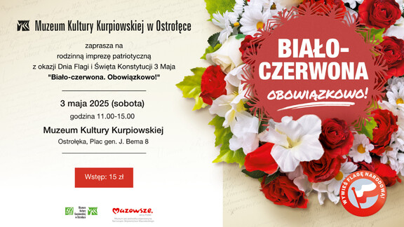 Plakat promujący wydarzenie: nazwa oraz termin spotkania, a wszystko ozdobione kwiatami w barwach narodowych.