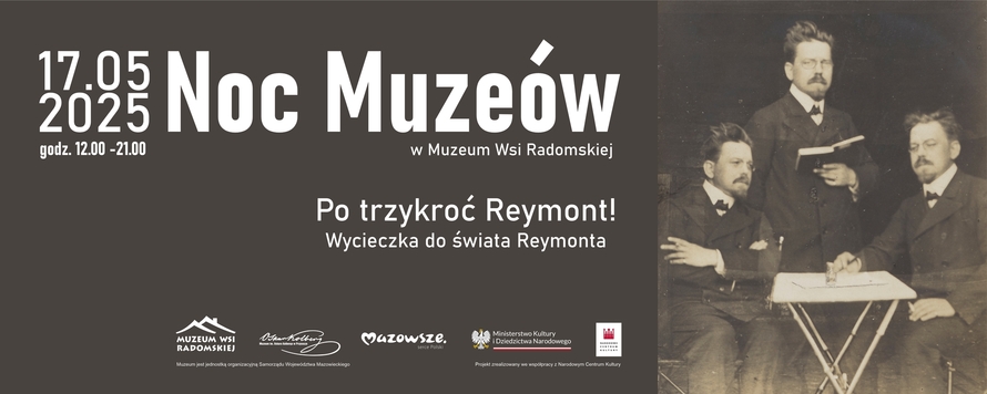 Plakat promujący Noc Muzeów w Muzeum Wsi Radomskiej