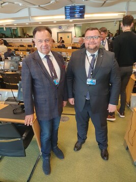 Adam Struzik z Marszałkiem Województwa Opolskiego, Szymonem Ogłazą 