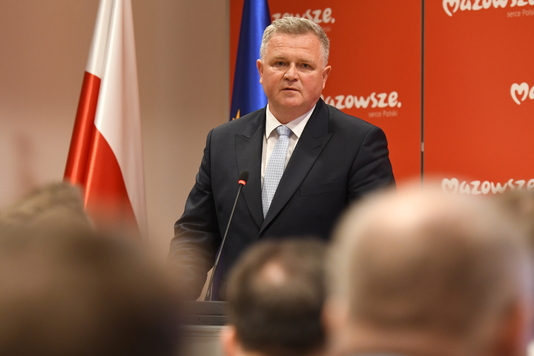 Przemawia dr Adam Duszyk – dyrektor Sieci Badawczej Łukasiewicz – Instytutu Technologii Eksploatacji (Animator Platformy Startowej „Mazovian StartUPolis”)