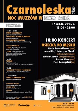 Plakat z planem Nocy Muzeów w Czarnolesie